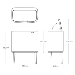 Brabantia Bo Touch Bin Afvalemmer 34 Liter (11+23 Liter) - Orange