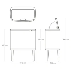Brabantia Bo Touch Bin Afvalemmer 11 + 23 L - Pine Green