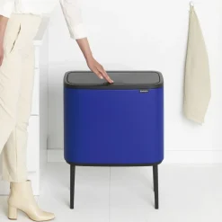 Brabantia Bo Touch Bin Afvalemmer 34 Liter (11 + 23 Liter) - Mineral Powerful Blue Outlet