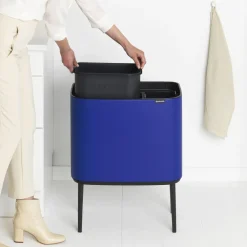 Brabantia Bo Touch Bin Afvalemmer 34 Liter (11 + 23 Liter) - Mineral Powerful Blue Outlet