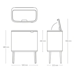 Brabantia Bo Touch Bin Afvalemmer 34 Liter (11 + 23 Liter) - Mineral Powerful Blue Outlet