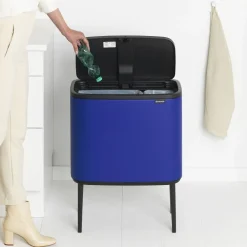 Brabantia Bo Touch Bin Afvalemmer 34 Liter (11 + 23 Liter) - Mineral Powerful Blue Outlet