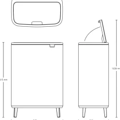 Brabantia Bo Touch Bin Hi Afvalemmer 2 x 30 L - Zwart