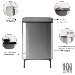 Brabantia Bo Touch Bin Hi Afvalemmer 2 x 30 L - Vingerafdrukvrij Best