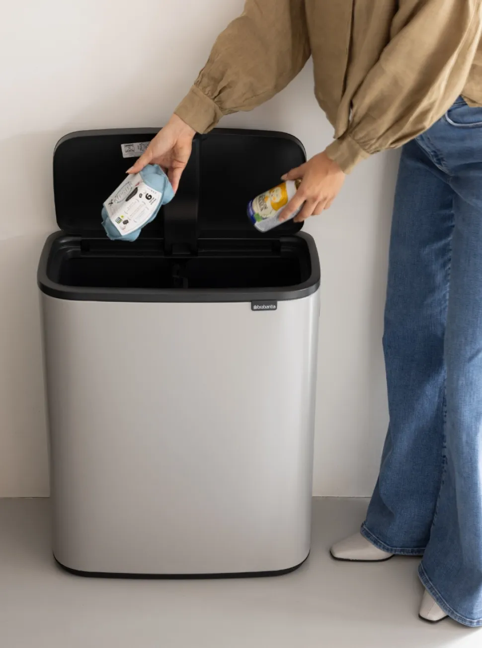 Brabantia Bo Touch Bin Prullenbak Soft Grey 2 x 30 liter