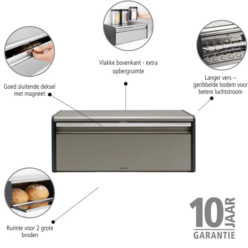 Brabantia Broodtrommel met klepdeksel - 47870