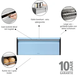 Brabantia Broodtrommel met klepdeksel - Dreamy Blue Best