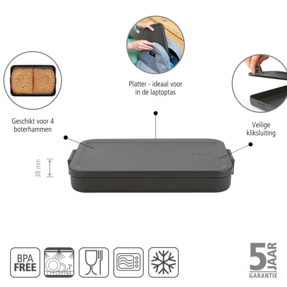Brabantia Make & Take Lunchbox Small - Kunststof - Dark Grey Online