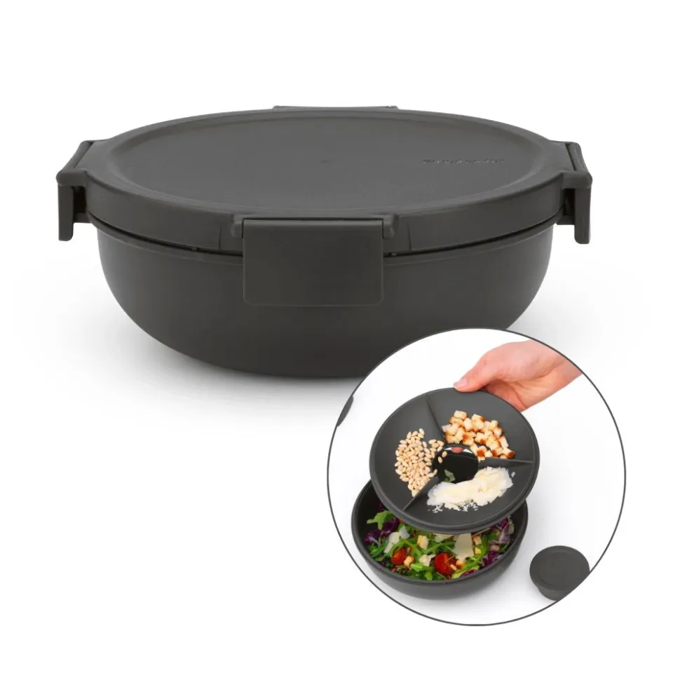 Brabantia Make & Take Salade Lunchbox 1,3 L - Kunststof - Dark Grey