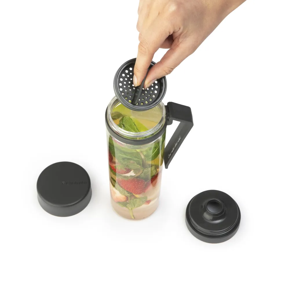 Brabantia Make & Take Waterfles met Fruitfilter 0,5 L - Dark Grey