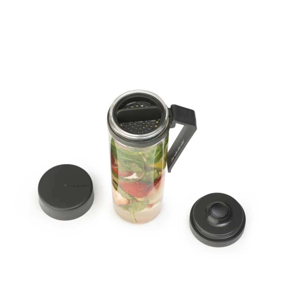 Brabantia Make & Take Waterfles met Fruitfilter 0,5 L - Dark Grey
