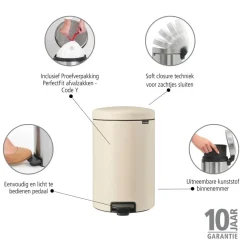 Brabantia NewIcon Pedaalemmer 20 L - Soft Beige