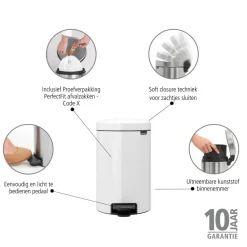 Brabantia NewIcon Pedaalemmer 12 L - Wit