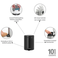 Brabantia NewIcon Pedaalemmer 5 Liter - 176294 Outlet
