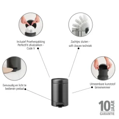 Brabantia NewIcon Pedaalemmer 3 L - Confident Grey