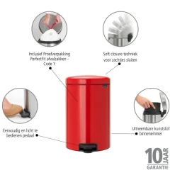 Brabantia NewIcon Pedaalemmer 20 L - Passion Red Discount
