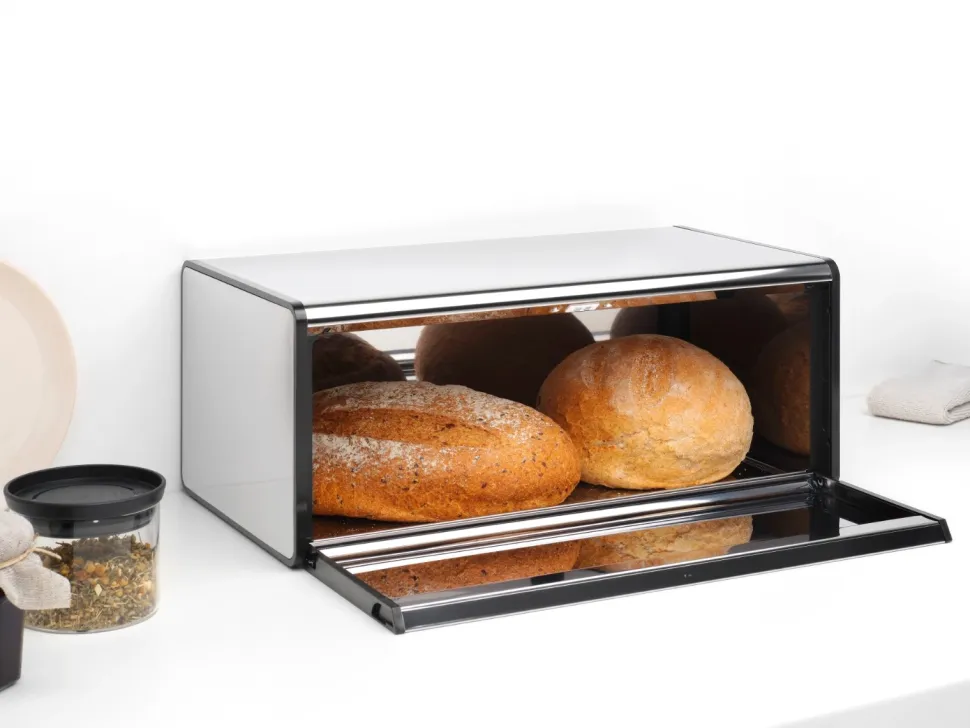 Brabantia Regular Broodtrommel Brilliant Steel met klepdeksel