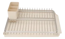 Brabantia SinkSide Afdruiprek Soft Beige met Lekbak en Bestekhouder