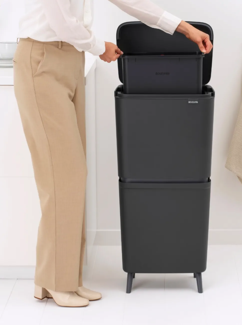 Brabantia SortUp Hi Prullenbak Dark Grey 20 + 25 liter