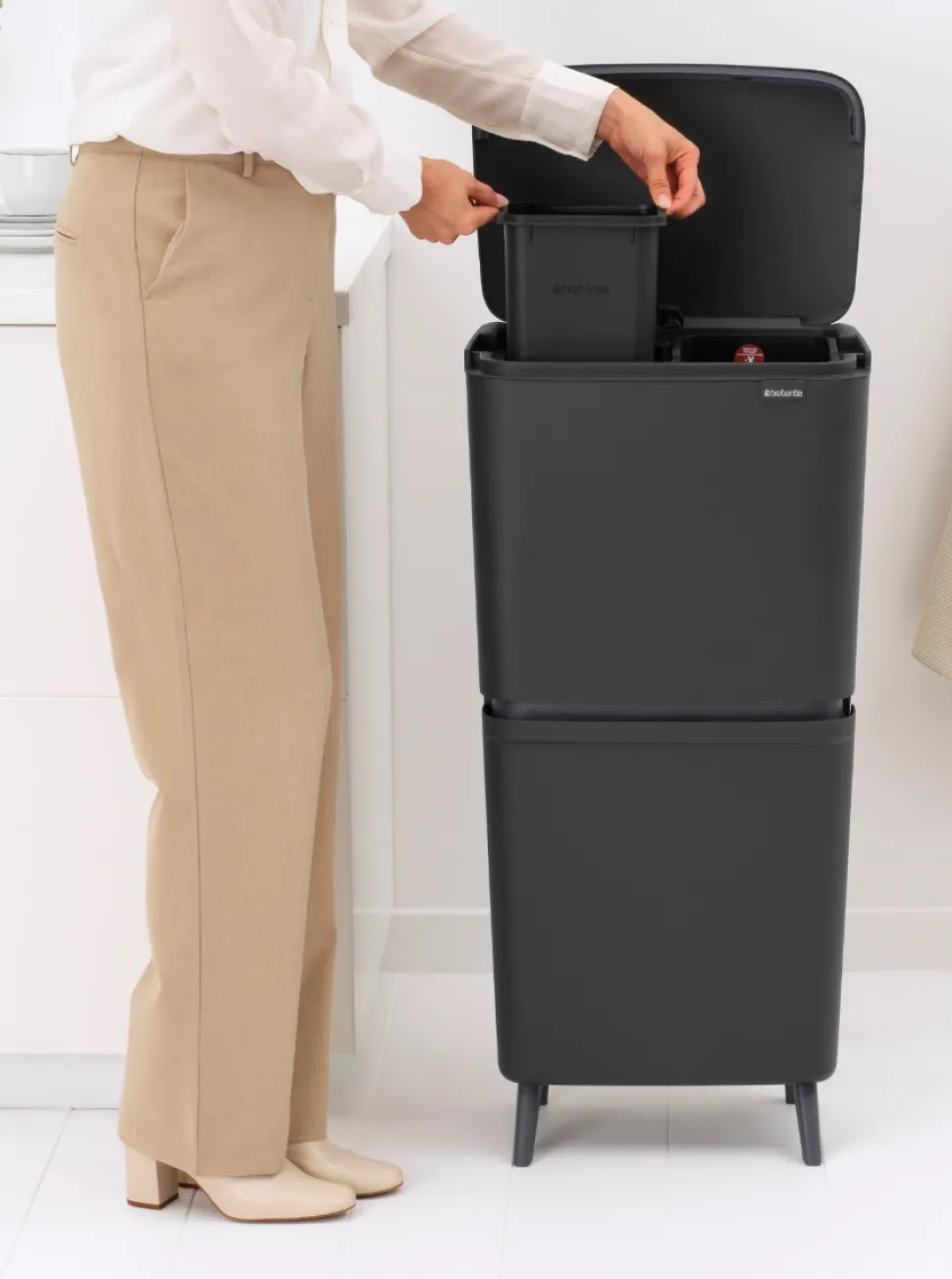 Brabantia SortUp Hi Prullenbak Dark Grey 25 + 10 + 10 liter