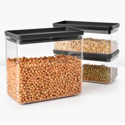 Brabantia Tasty+ Stapelbare Voorraadbus Set van 3 - 1,5 + 1,5 + 3,5 L - Dark Grey Clearance