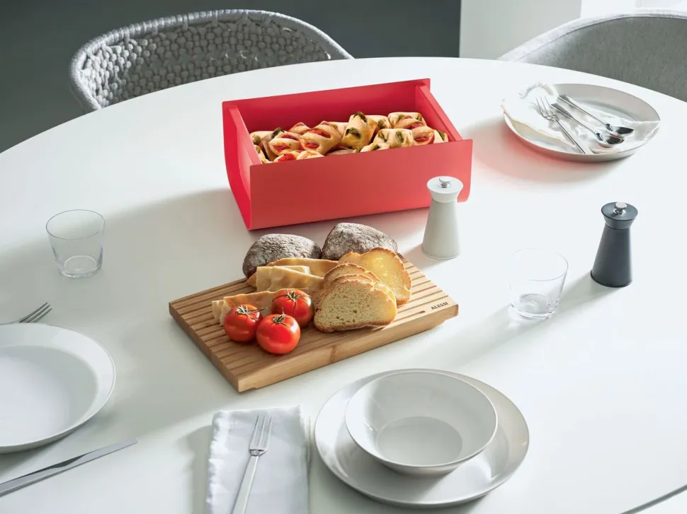 Broodmand + Broodplank Alessi Mattina Red