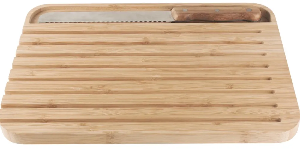 Pebbly Broodplank Met Broodmes Naturel 29x20 cm New