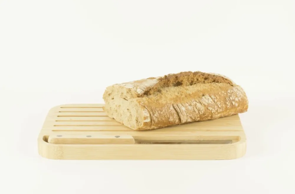 Pebbly Broodplank Met Broodmes Naturel 29x20 cm New