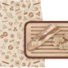 Broodplank Pebbly Met Tang En Bewaarzak Brown 28x18 cm