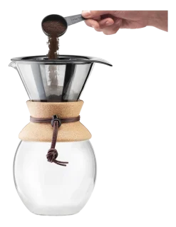 Cafetière Bodum Pour Over Met Filter en Kurken Hals 12 Kops Zwart 1,5 L