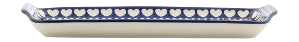 Bunzlau Castle Cakeschaal Oblong Blue Valentine (14,5 x 31,5 cm) New