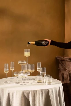 VT Wonen Champagnecoupe vtwonen with Gold Rim Clear 300 ml (Set van 4) Discount
