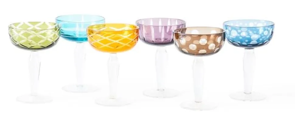 Champagneglas POLSPOTTEN Coupe Cuttings Multicolour (Set van 6)