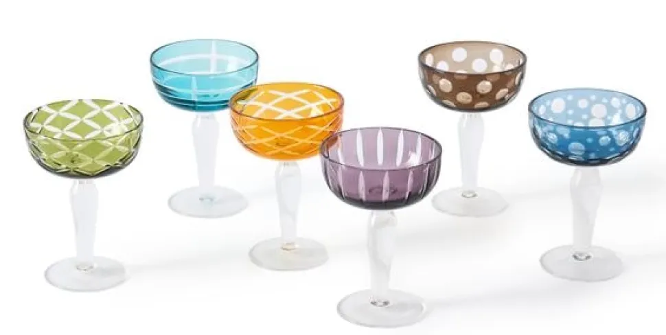 Champagneglas POLSPOTTEN Coupe Cuttings Multicolour (Set van 6)