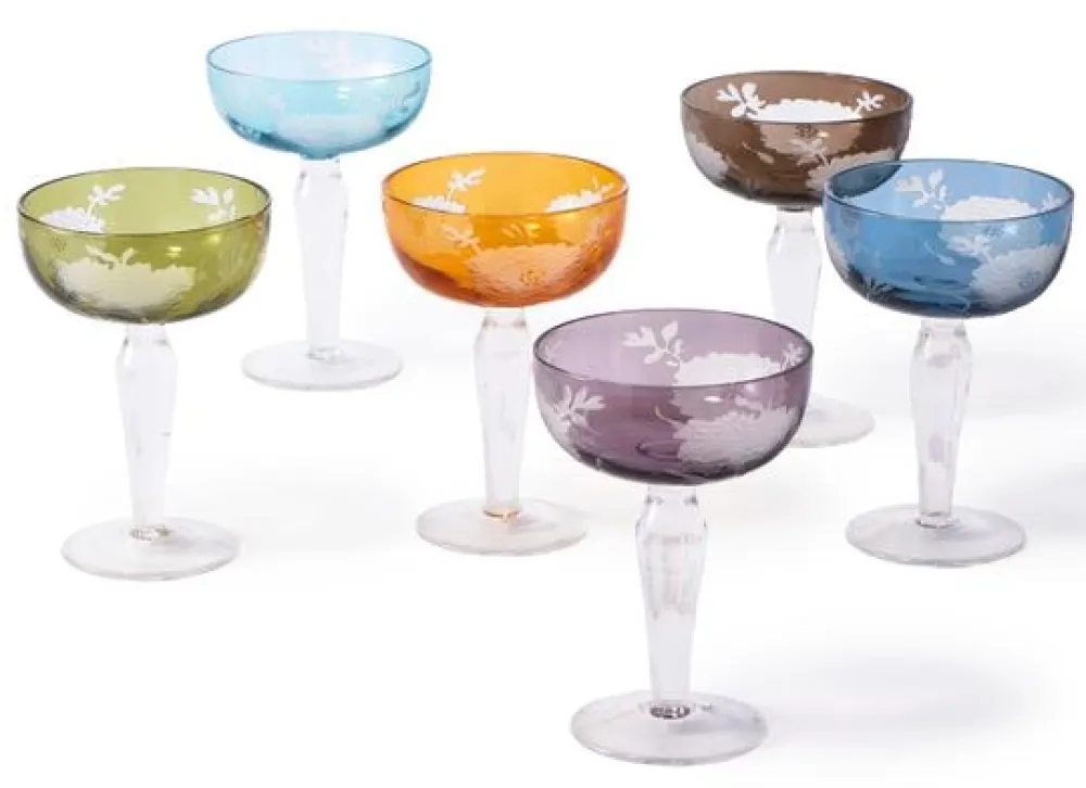 POLSPOTTEN Champagneglas Coupe Peony Multicolour (Set van 6) Clearance