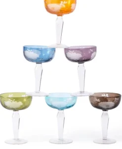 POLSPOTTEN Champagneglas Coupe Peony Multicolour (Set van 6) Clearance