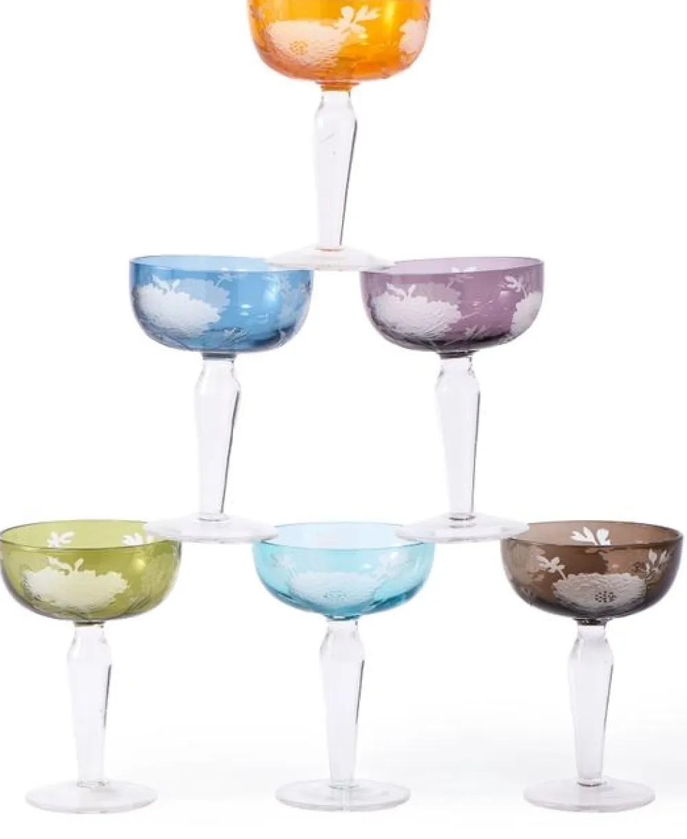 POLSPOTTEN Champagneglas Coupe Peony Multicolour (Set van 6) Clearance