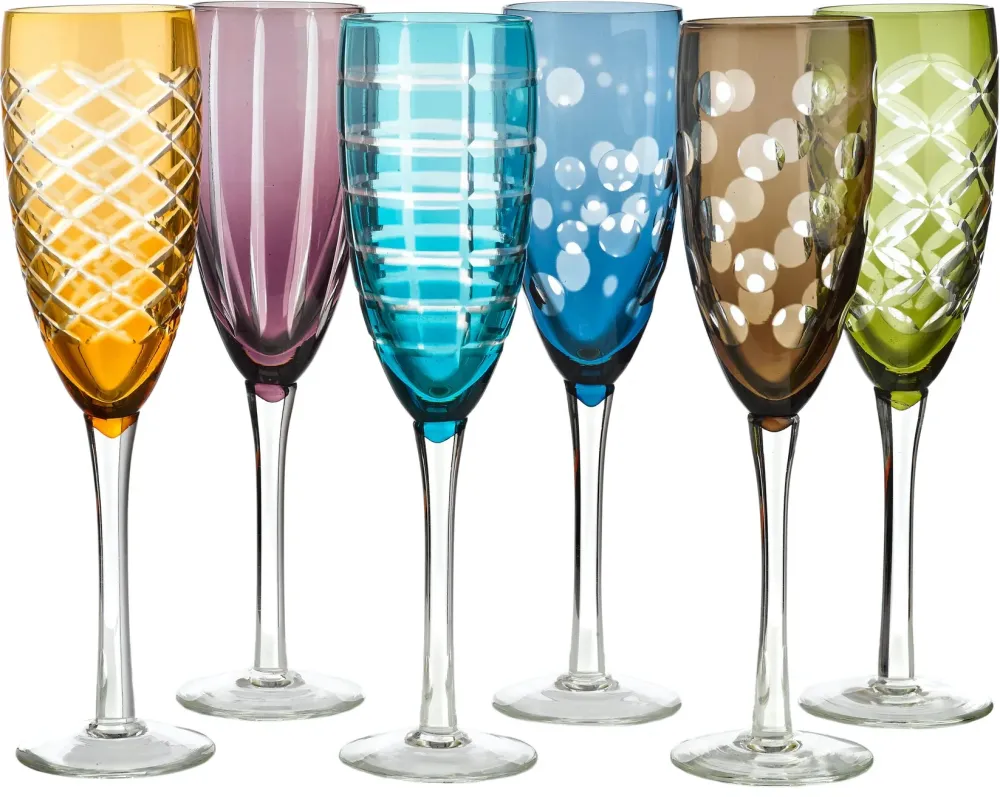 POLSPOTTEN Champagneglas Cuttings Multi (Set van 6) Discount