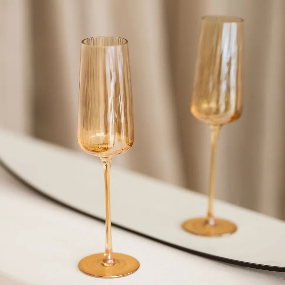 Champagneglas Salt & Pepper Ray Transparent / Amber 240 ml (Set van 4)
