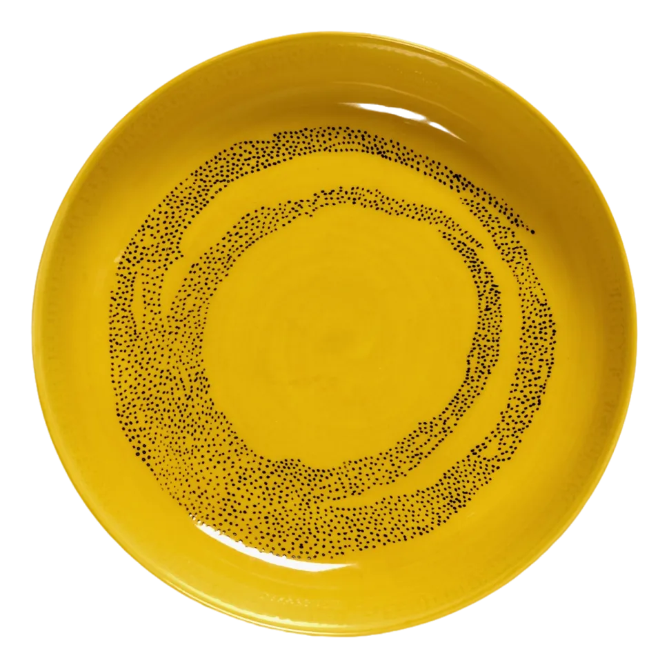 Diep Bord Serax Feast Tableware By Ottolenghi Yellow Dots Black 22 cm