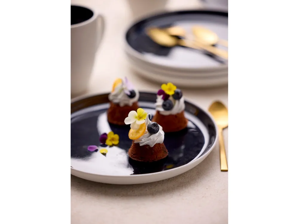 Bitz Dinerbord Gastro White / Dark Blue 21 cm (Set van 6)