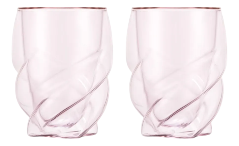 Dubbelwandig Glas Bodum Pavina Paris Twisted Roze 270 ml (Set van 2)