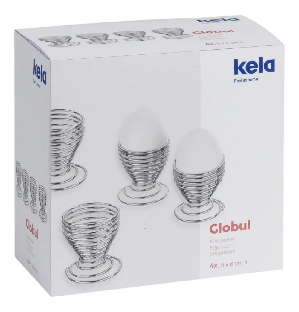 Kela Eierdop Globul Zilver 5 cm (Set van 4) Outlet