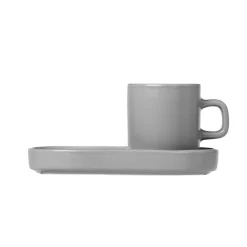 Espressokopje & Schotel Blomus Pilar Mirage Grey (2-delig)