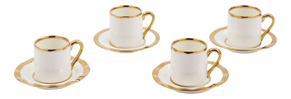Espressokop POLSPOTTEN Golden Finds White (Set van 4)
