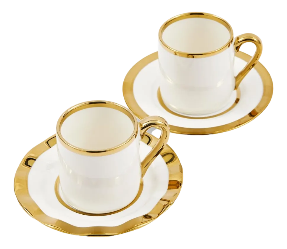 Espressokop POLSPOTTEN Golden Finds White (Set van 4)