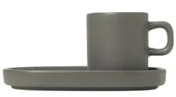 Espressokop & Schotel Blomus Pilar Pewter (Set van 2)