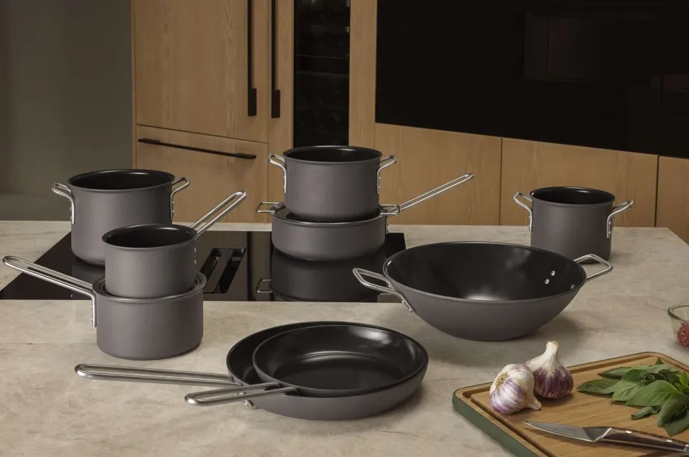 Eva Trio Wokpan Grey Line Slip-Let Ceramic 5L