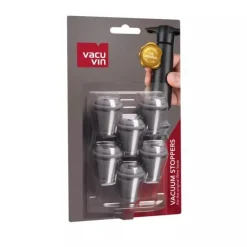 Vacuvin Flessluiting Vacu Vin Wine Stopper Set Grijs 6 Stuks New