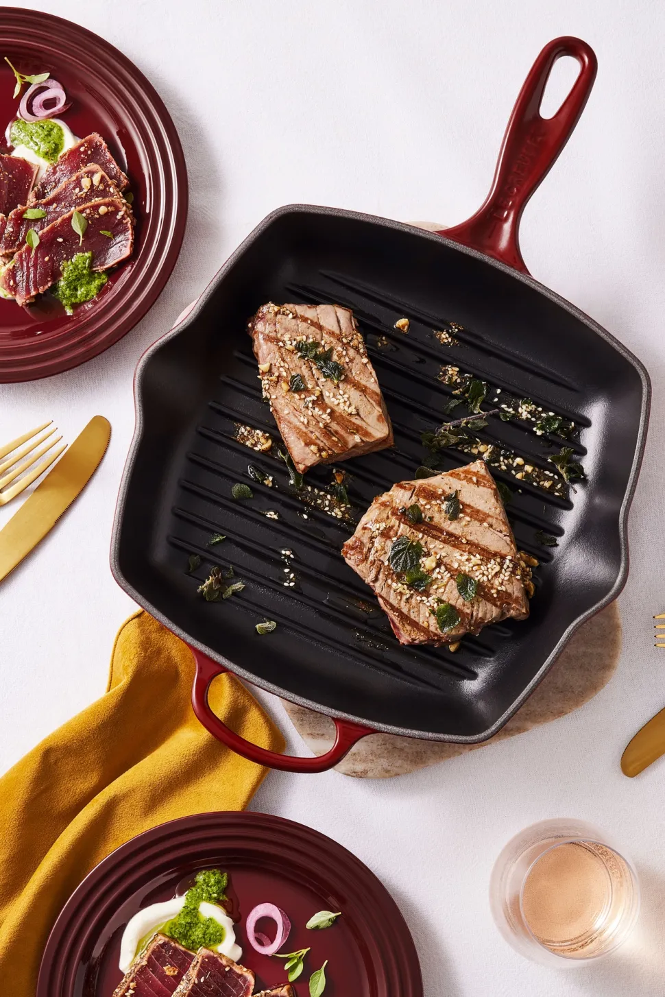 Le Creuset Grillpan Skillet Vierkant Marseilleblauw 26 cm Online
